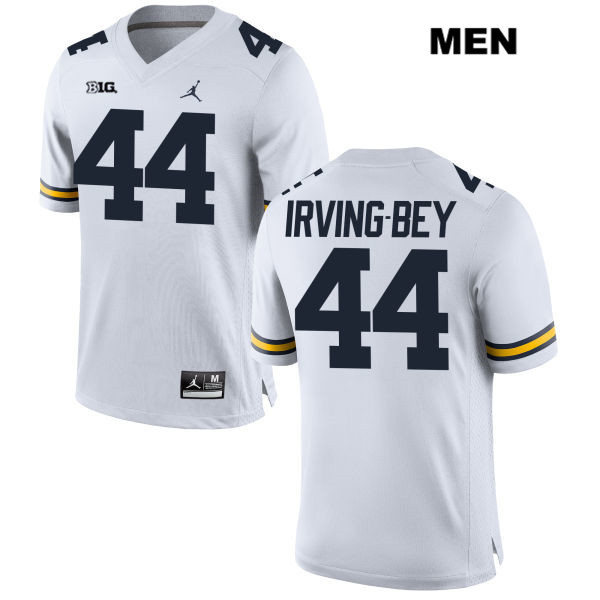 Men's NCAA Michigan Wolverines Deron Irving-Bey #44 White Jordan Brand Authentic Stitched Football College Jersey FP25I74CK